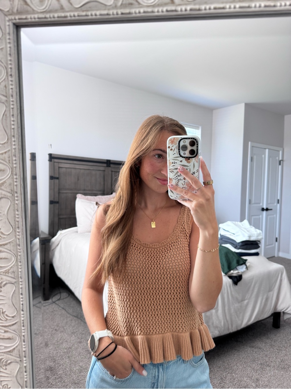 American Eagle — Crochet Peplum Top
